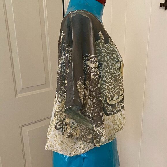 Studio Y Boho Oversize Elastic Waist Short Sleeve Women Top Size M - Picture 2 of 7